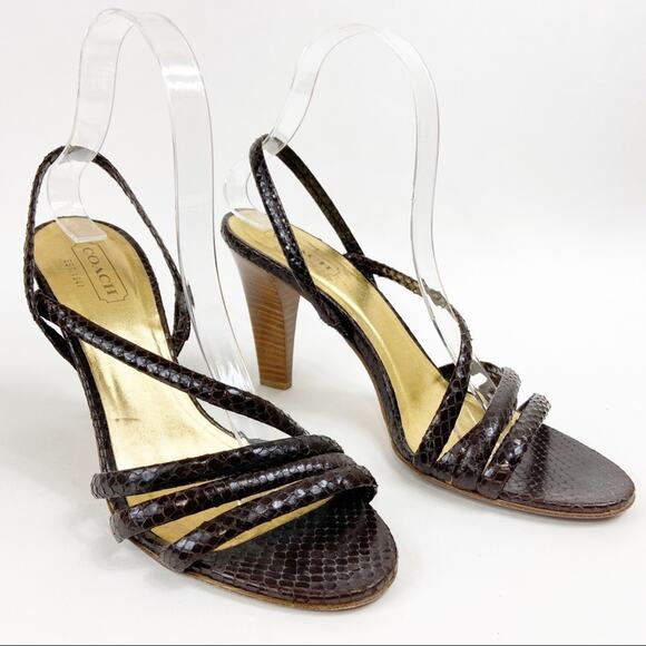 Coach | Beatriz Brown Python Sling Back Heels 8.5 - Picture 1 of 7